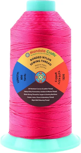Miniatura 135 de Mandala Crafts - Hilo de nailon para coser cuero, tapicería, mezclilla y para trenzar el pelo; resistente, 1500 yardas, tamaño 69 T70 Marrón