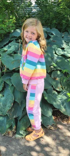 Miniatura 4 de Conjunto de 2 piezas de sudadera de manga con volantes y leggings para niñas de 2 a 10 años