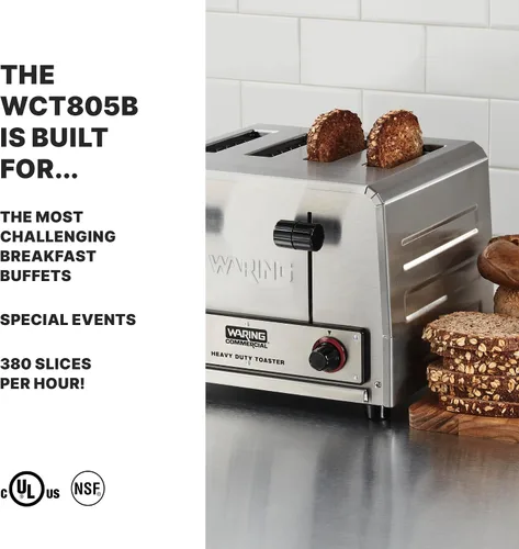 Miniatura 2 de Waring WCT805B - Tostadora comercial de 4 ranuras, tostadora de pan profesional resistente, 360 rebanadas por hora, tostadas uniformemente pan