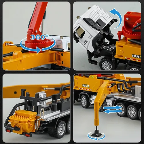 Miniatura 4 de Camión de bomba de hormigón Vehículos de construcción Juguetes, escala 1:50 Diecast Site Hormigón Bomba Camión, Camiones de juguete para niños