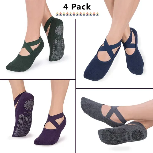 Miniatura 42 de Ozaiic - Calcetines de yoga para mujer con correas y agarres antideslizantes, ideales para pilates, Pure Barre, ballet, danza y entrenamiento
