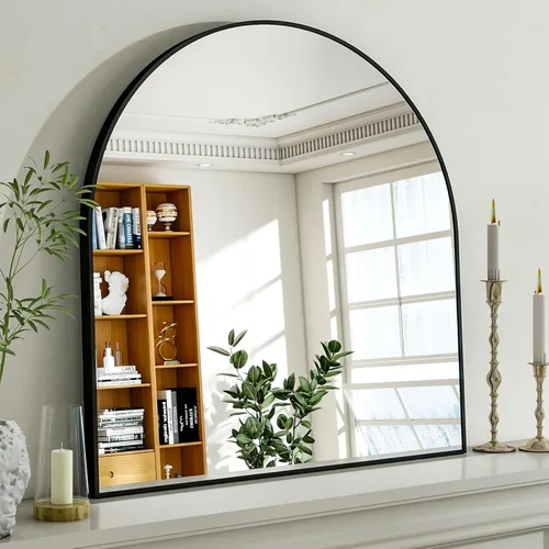 Miniatura 10 de Espejo de Baño con Arco, Espejo de Baño Arqueado de 20x30 pulgadas/Espejo de Tocador Montado en la Pared - Espejo de Pared con Marco de Metal Negro