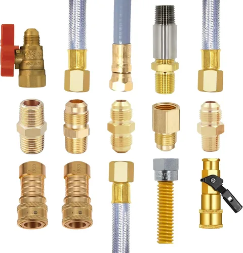Miniatura 4 de Extensión de manguera de propano trenzada de 10 pies, a prueba de fugas, accesorios hembra de 3/8 pulgadas en ambos extremos, kit de adaptador 5