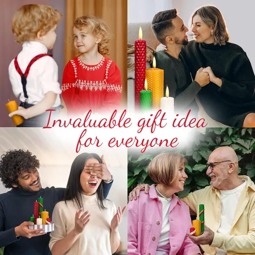 Miniatura 5 de Kit para enrollar velas navideñas - Kit de fabricación de velas de cera de abeja para niños y adultos (Navidad, Janucá, Kwanzaa) - Proyecto
