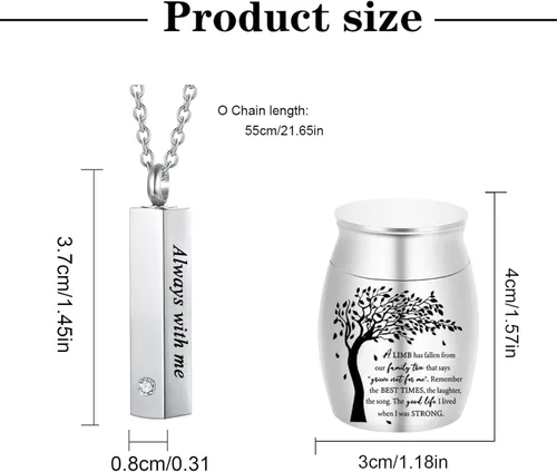 Miniatura 2 de Juego de 10 piezas de collar de urna de cremación para cenizas, urnas para compartir cenizas para humanos, adultos, mujeres, hombres, mini urnas
