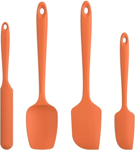 Miniatura 6 de Juego de espátulas de silicona antiadherentes para cocinar, hornear y mezclar, resistentes al calor, aptos para lavavajillas, color negro, juego de 4