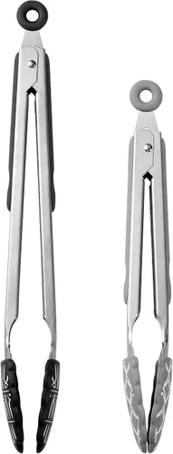Miniatura 18 de COOK WITH COLOR - Juego de pinzas de cocina y barbacoa de acero inoxidable con punta de silicona, 3 piezas de utensilios, verde Menta