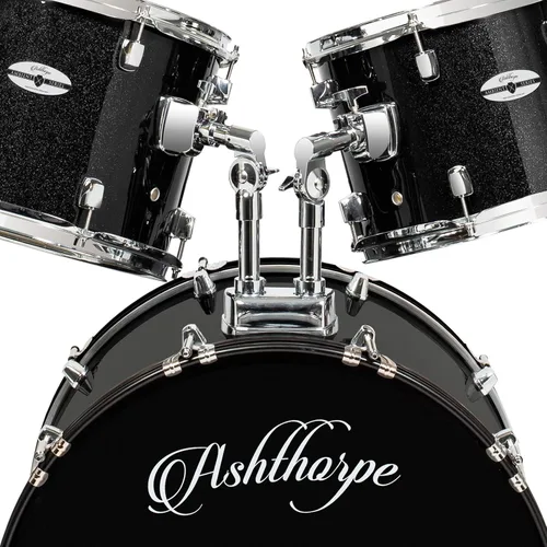 Miniatura 4 de Ashthorpe Juego de batería para adultos de tamaño completo de 5 piezas con cabezales Remo y platillos de latón de alta calidad, kit completo de Negro