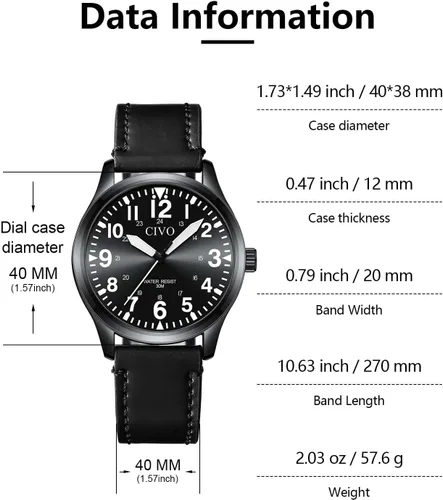 Miniatura 3 de CIVO Military Watch for Men Waterproof: Analog Mens Watches Classic- Field Wrist Watches for Man