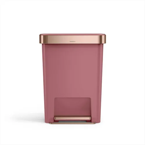 Miniatura 13 de Simplehuman Bote de basura con pedal híbrido, de 45 litros / 12 galones, rectangular para cocina, con base ancha y estable con pedal de acero