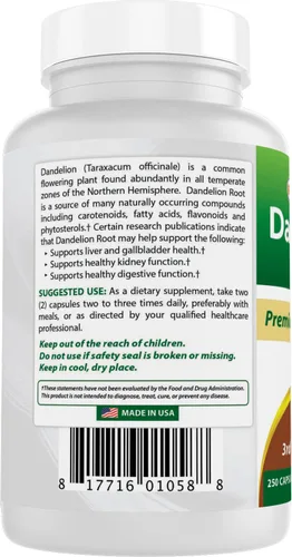 Miniatura 7 de Best Naturals Raíz de diente de león 520 mg 250 Cápsulas