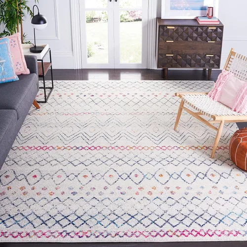 Miniatura 41 de SAFAVIEH Madison Collection - Alfombra decorativa de 2 x 3 pies, color marfil y carbón, diseño marroquí bohemio envejecido, no desprende pelusa