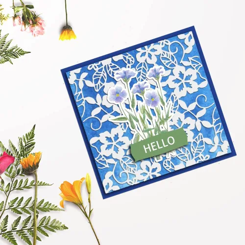 Miniatura 3 de Troqueles de fondo de vides de flores para hacer tarjetas, troqueles rectangulares de corte floral para álbumes de recortes, decoración de álbumes