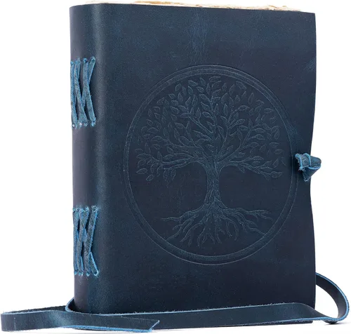 Miniatura 9 de Diario de cuero antiguo hecho a mano forrado con borde de Deckle Edge Vintage Paper Tree of Life Cuaderno de escritura diario para hombres