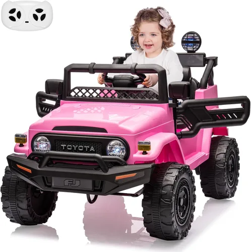 Miniatura 8 de Camión con licencia Toyota de 12 V 7 AH con control remoto, funciona con pilas, suspensión de resorte, neumáticos EVA, USB, música, luces LED, Verde