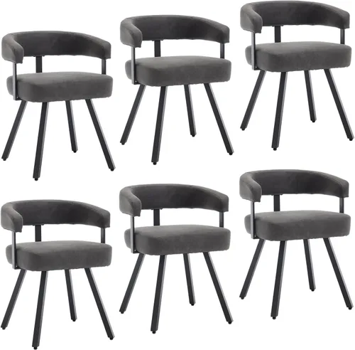 Miniatura 17 de DUOMAY Juego de 2 sillas de comedor de piel sintética, sillas de cocina curvadas con respaldo abierto con patas de metal, modernas sillas laterales