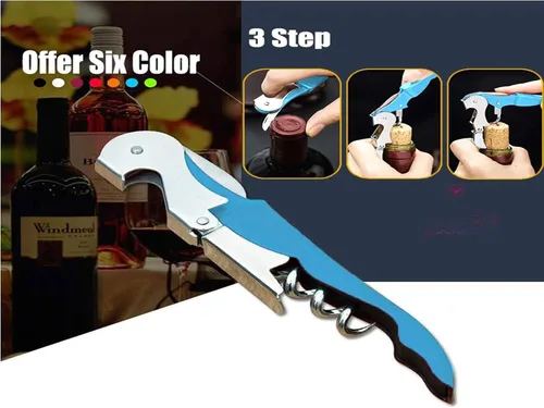 Miniatura 5 de Juego de sacacorchos para camareros profesionales, llave de vino de acero inoxidable resistente con bisagras para camareros de restaurantes, BLUE 4