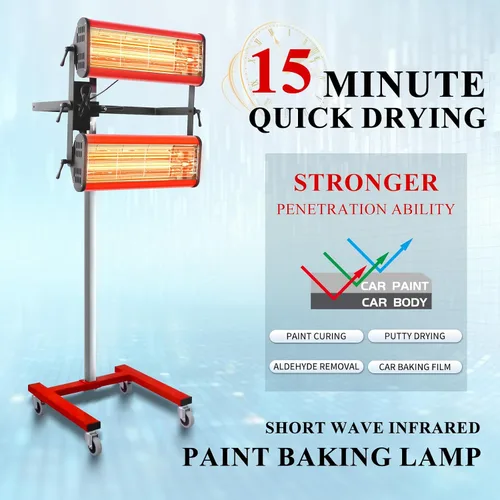 Miniatura 3 de Solary - Lámpara de secado de pintura por infrarrojos de onda corta con temporizador para cabina de pintura de coche, 2100W
