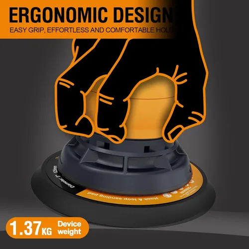 Miniatura 6 de MAXXT Lijadora orbital aleatoria eléctrica de 5 mm, lijadora de palma con motor sin escobillas, almohadillas de lijado de 5 y 6 pulgadas, vacío