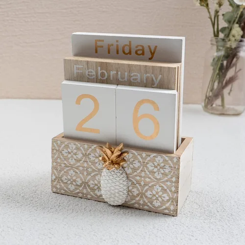 Miniatura 4 de Calendario perpetuo para escritorio, calendario vintage de madera para niños, calendario diario de escritorio, mes, semana, fecha, visualización