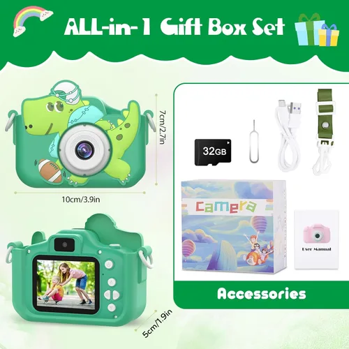 Miniatura 7 de Juguetes de cámara para niños, cámara digital para niños de 3 a 8 años, juguetes de dinosaurio de viaje, regalo de cumpleaños de Navidad para niños