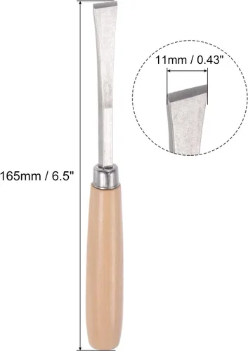 Miniatura 2 de uxcell Cuchillo para tallar cinceles de madera, 0.394 in cromado 45 # acero al carbono punta plana herramienta de mano para carpintería Graver 6.496