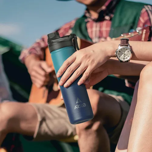 Miniatura 2 de Botella de agua para hombre de 64 onzas con aislamiento de acero inoxidable con popote