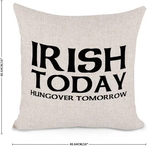 Miniatura 2 de Irish Today Hungover Tomorrow Quotes - Fundas de almohada decorativas de 16 x 16 pulgadas, funda de almohada de algodón y lino, divertida funda