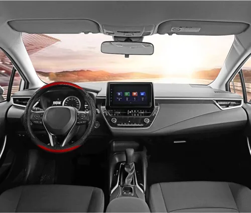 Miniatura 3 de Funda para Volante GIANT PANDA para Toyota, Funda para Volante de Coche para Toyota Highlander Rav4 Corolla Camry, Tamaño Estándar - Rojo