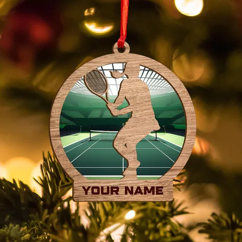Miniatura 3 de Adorno plano acrílico personalizado para niña, jugador de tenis, regalo para amantes del tenis, jugador de tenis, adorno de Navidad para árbol