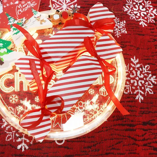 Miniatura 3 de DARENYI 50 cajas de dulces de Navidad, cajas vacías para dulces con cinta roja pequeñas cajas de dulces para dulces, chocolate, cajas de regalo
