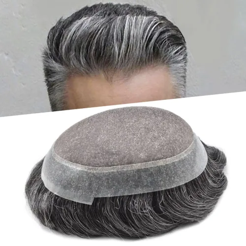 Miniatura 25 de Tupé para hombres, piezas de cabello humano real, sistema de unidades de cabello natural, línea capilar natural, pieza de repuesto para hombres