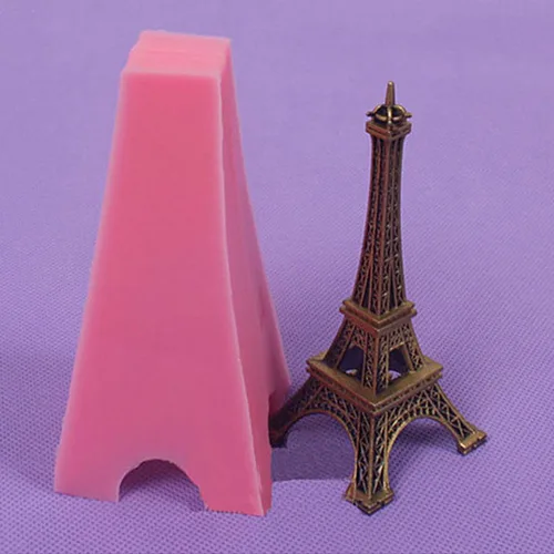 Miniatura 4 de 2 unids/set 3D París Torre Eiffel pastel Fondant molde silicona goma pasta azúcar artesanía molde para decoración de pasteles magdalenas Polímero