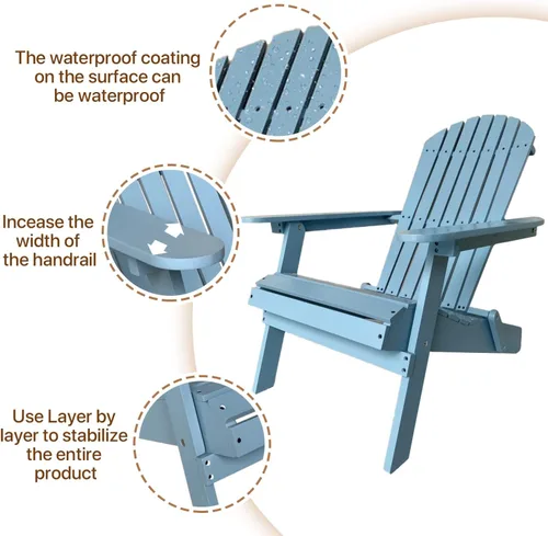 Miniatura 4 de Adirondack - Silla de madera para exteriores, silla de patio, sillas para hoguera, silla plegable para césped, tumbona, sillas de patio, resistente