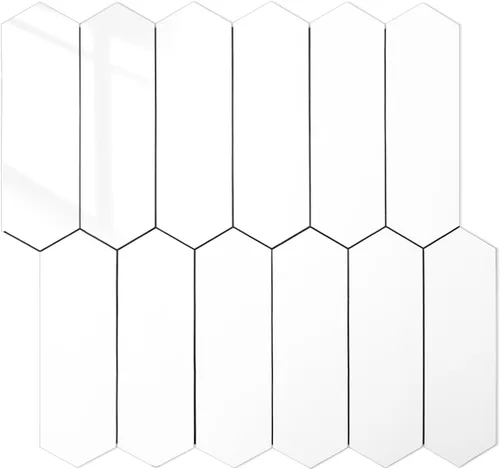 Miniatura 13 de DICOFUN Protector contra salpicaduras de 10 hojas de espiga para despegar y pegar, aspecto de madera blanca vintage, PVC para salpicaduras