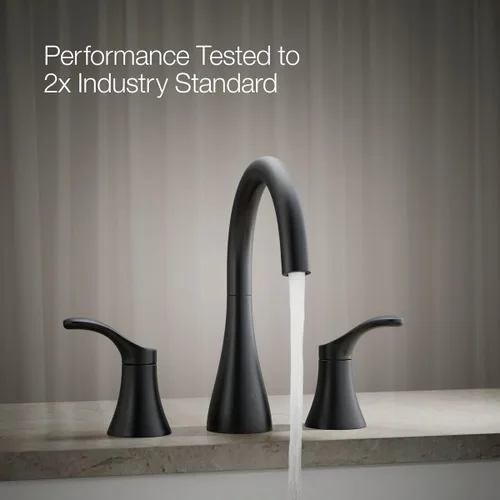 Miniatura 4 de KOHLER K-T26426-4-BL - Moldura simple para grifo de baño, metal duradero de alta calidad, resistente a la corrosión, diseño elegante, negro mate