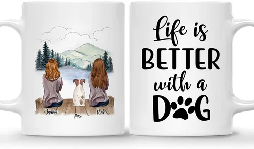 Miniatura 19 de Taza Personalizada de Gossby para Perros - La vida es mejor con perros (2 hombres - 2 perros) - Taza de perro personalizable para papás de perros