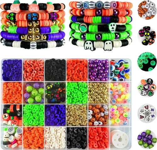 Miniatura 11 de Kit de Fabricación de Pulseras ClaBead 3200 Piezas, Kit de Pulseras de Cuentas de Arcilla con Cuentas de Oro y Cuentas de Plata (Tono Tierra)