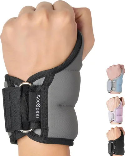 Miniatura 11 de AceSpear - Pesas de muñeca con cierre de bucle para pulgar para hombres y mujeres, 1 libra * 2, 2 libras * 2, 3 libras * 2, pesas de tobillo, Púrpura