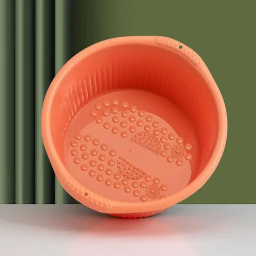Miniatura 8 de Healifty Bañera de baño para remojar los pies: pedicura bañera de hidromasaje de pies barril cubo de remojo con cuentas para naranja