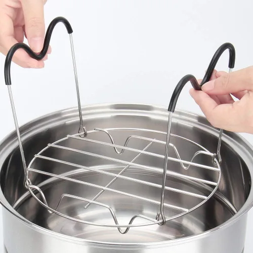 Miniatura 5 de Rejilla Vaporizadora Salvamanteles con Asas de Silicona Resistentes al Calor Compatible con Accesorios de Olla Instantánea de 6 Qt 8 Cuartos