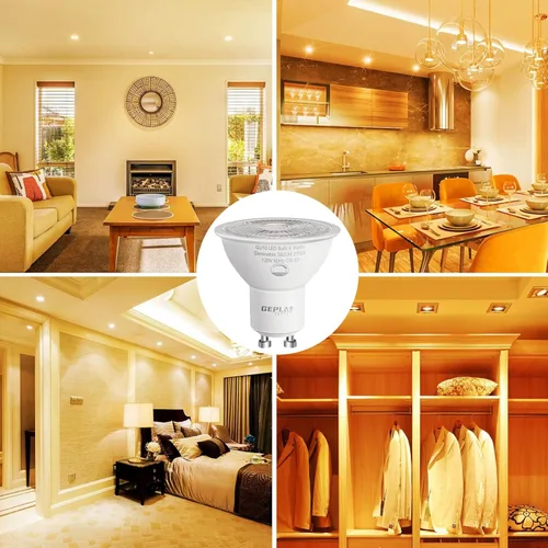 Miniatura 4 de GEPLAD Paquete de 6 bombillas LED GU10 regulables 6W 582LM, reemplazo de halógeno de 50W, foco de 38 grados 2700K blanco cálido para cocina, campana