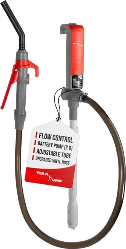 TERA PUMP Bomba de transferencia de combustible a pilas - Bomba de transferencia de líquidos de admisión telescópica (2.6 GPM) para gas, E15, E85,