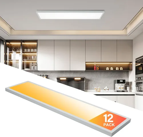 Miniatura 10 de Lámpara de panel plano LED negra de 1x4 pies, montaje en superficie, 5000K-4000K-3000K seleccionable y regulable Triac, lámpara de techo rectangular
