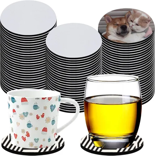80 piezas de posavasos en blanco para taza de sublimación a granel, alfombrilla de goma redonda de 4x4 pulgadas para taza en blanco para