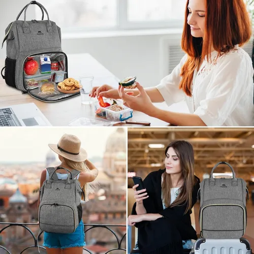 Miniatura 6 de Lonchera-Mochila , mochila con aislamiento térmico con puerto USB para mujeres y hombres, resistente al agua, lonchera a prueba de fugas