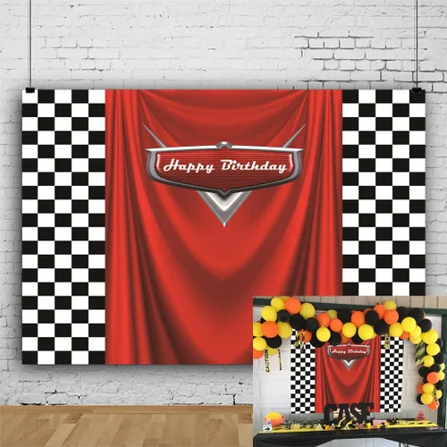 Miniatura 2 de Telón de fondo de coche para fiesta de niño, competición de carreras, fondo de fotografía de 6x5 pies, temática de carreras de automóviles