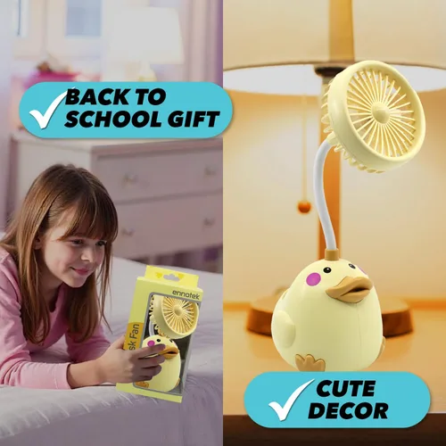 Miniatura 8 de Bonito ventilador de escritorio de pato amarillo con soporte para bolígrafo, ventilador de animales, decoración de pato para oficina, accesorios