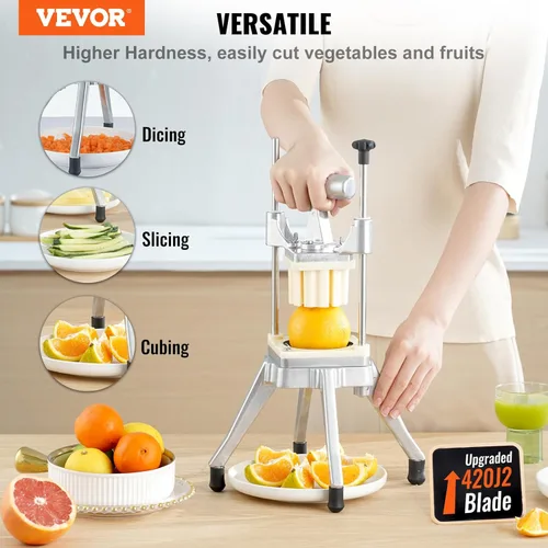 Miniatura 2 de VEVOR Picador comercial de frutas y verduras, cortador de patatas fritas de acero inoxidable con 4 cuchillas de 1/4 pulgadas 3/8 pulgadas 1/2