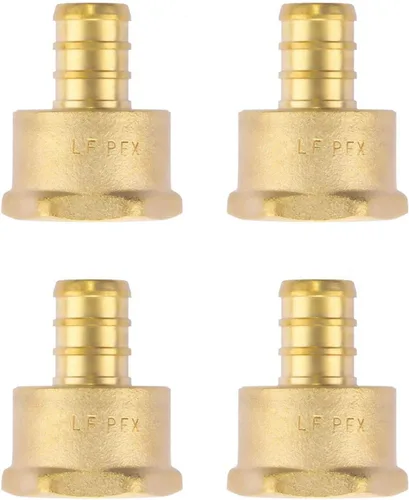 Miniatura 7 de Litorange Latón sin plomo 1/2" x 1/2" NPT paquete de 4 adaptadores PEX hembra y macho roscados para engarzado